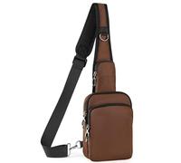 BROADREAM Small Sling Bag for Men Women, Anti-Theft Tech Sling Backpack with Zipper Lock, Fanny Packs Cross Body Chest Bag with RFID Blocking for Travel Hiking Work Sports (Brown)