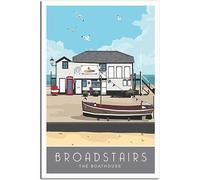 Broadstairs Kent Boathouse Art Print Vintage Travel Poster Retro Wall Art Canvas Poster Home Decor Room Decor Unframed 50x75cm