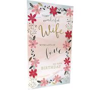 BROADWALK DESIGNS Large Birthday Card for Wife 29.5 x 17 Cm (11.6 x 6.7 inches) Flowers to My Wonderful Wife with Lots of Love