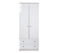 Broadway 2 Door 2 Drawer Wardrobe With Sensor Lighting With Led Lights In White Gloss (Ready Assembled)