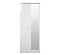 Welcome Furniture Ready Assembled Lumiere 2 Door Mirror Wardrobe With Sensor Lighting With Led Lights In White Gloss, White