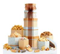 Broadway Basketeers 5 Box Gourmet Food Gift Tower Snack Gifts for Women, Men, Families, College - Delivery for Holidays, Appreciation, Thank You, Congratulations, Company, Get Well Soon Care Package