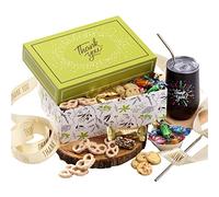 Broadway Basketeers Thank You Chocolate and Sweets Gift Box with a large 16oz. Insulated Thank You Gift Mug Express Your Wishes with This Fun Filled Gift Box with Mom Dad Friends