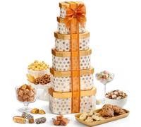 Broadway Basketeers Thinking of You Gift Tower with an Assortment of Gourmet Snacks, Sweets, Cookies and Nuts