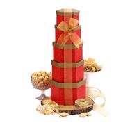 Broadway Basketeers Valentines Day Chocolate and Sweets Ruby Red Gift Tower, Anniversary, Birthday, Thinking of You for Women, Wife, Her or Him