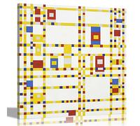 Broadway Boogie Woogie by Piet Mondrian Canvas Prints Hanging Wall Art Pictures Framed Decor Bedroom Artwork Large 86 x 86 cm (34 x 34 inches)
