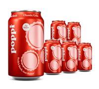 Broadway Candy Poppi Sparkling Prebiotic Soda Classic Cola Pack of 6 - Refreshing Carbonated Drink with Prebiotics for Gut Health - Naturally Flavoured Beverage with Clean Ingredients