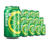 Broadway Candy Poppi Sparkling Prebiotic Soda Lemon Lime 12 fl oz, 12 Pack - Prebiotics for Gut Health with Apple Cider Vinegar and Cassava Root Fibre - Refreshing Gut Health Drink with Natural Juices