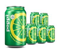 Broadway Candy Poppi Sparkling Prebiotic Soda Lemon Lime 12 fl oz, 6 Pack - Prebiotics for Gut Health with Apple Cider Vinegar and Cassava Root Fibre - Refreshing Gut Health Drink with Natural Juices