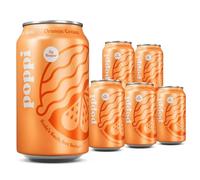Broadway Candy Poppi Sparkling Prebiotic Soda Orange Cream 12 fl oz Pack of 6 - Refreshing Orange and Vanilla Flavour Drink with 5g Sugar - Prebiotics for Gut Health, Gluten Free, Vegan, Non GMO