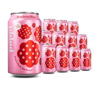 Broadway Candy Poppi Sparkling Prebiotic Soda Raspberry Rose 12 fl oz Pack of 12 - Delicious Soft Drink with Real Juice, Apple Cider & Sparkling Water - Prebiotics for Gut Health Natural Drink