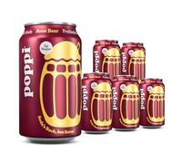 Broadway Candy Poppi Sparkling Prebiotic Soda Root Beer 12 fl oz Pack of 6 - Low Sugar Soft Drink with Apple Cider Vinegar, Cassava Root Fibre, Prebiotics for Gut Health - Non GMO, Gluten Free