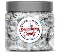 Broadway Candy Sweets Jar 600g - Kisses Original - Individually Wrapped American Sweets - Bite-Sized Chocolates in Silver - Approximately 120 Pieces