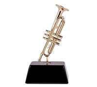 Broadway Gift Goldtone Trumpet Miniature Musical Instrument Decorative Figurine on Pedestal Stand, 6 Inch