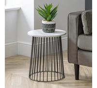 Broadway Lamp Table - Round - White Marble Effect