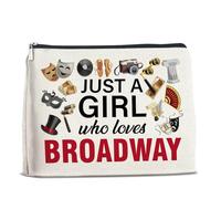 Broadway Musical Theatre Gifts, Just A Girl Who Loves Broadway, Makeup Bag, Theatre Bag, Zipper Makeup Pouch, Theater Lover Gift for Women Girls
