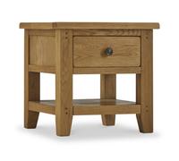 Broadway Oak 50Cm Lamp Side Table With Drawer - Fully Assembled By Roseland Furniture