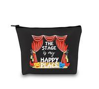 Broadway Play Performer Gift Musical Lovers Gifts - The Stage is My Happy Place Cosmetic Bag for Musician (Stage Happy Place Black EU)