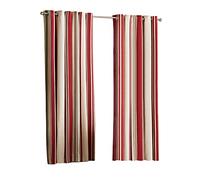 Broadway Stripe Woven Lined Eyelet Curtains, Raspberry, 46 x 54 Inch