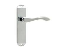 Broadway Suite Door Handle, Polished Chrome, Zinc Material, 174 x 128mm, Contemporary Internal Residential Lever on Latchplate with Backplate, Sprung, JV921PC