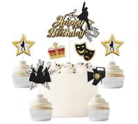 Broadway Theater Happy Birthday Cake Topper Set - 7pcs American Broadway Musical Cake Decor - H*milton Birthday Party Decorations