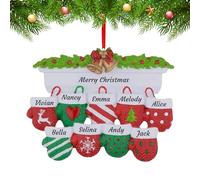 Brocade Creek Personalised Christmas Ornaments Warm Christmas mittens Hanging Ornaments with the Names of 2-10 Family Members Decorations, Family Christmas Decoration Gifts, Family of 9