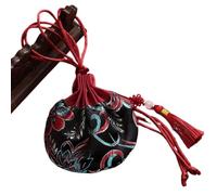 Brocade Drawstring Jewelry Pouch Bag, 4 Pcs Embroidered Drawstring Sachet Bags 10x12cm Multicolor With Tassel For Jewelry Coins(Black)