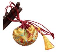 Brocade Drawstring Jewelry Pouch Bag, 4 Pcs Embroidered Drawstring Sachet Bags 10x12cm Multicolor With Tassel For Jewelry Coins(Yellow)