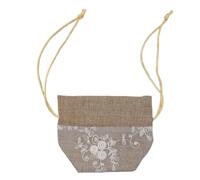 Brocade Drawstring Jewelry Pouch Bag, Jewelry Storage Sachet Bags 4 Pcs Drawstring Embroidered Imitation Linen Multicolor(Light Brown)