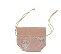 Brocade Drawstring Jewelry Pouch Bag, Jewelry Storage Sachet Bags 4 Pcs Drawstring Embroidered Imitation Linen Multicolor(Orange)