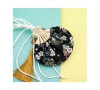 Brocade Drawstring Jewelry Pouch Bag, Pack Of 4 Multicolor 9x12cm Drawstring Sachet Bags Embroidered With Tassel For Jewelry Coins(Black)