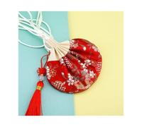 Brocade Drawstring Jewelry Pouch Bag, Pack Of 4 Multicolor 9x12cm Drawstring Sachet Bags Embroidered With Tassel For Jewelry Coins(Red)