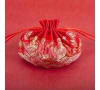 Brocade Drawstring Jewelry Pouch Bag, Pack Of 4 Multicolor Embroidered Drawstring Hanging Sachet Bags For Jewelry Storage(Red)