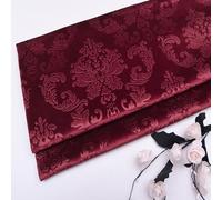 Brocade Embossed Velvet Fabric Floral Pattern Fabric for Pillows Cushions Clothing Drapes Sewing Crafts by The Meter(Color:5 Burgundy)
