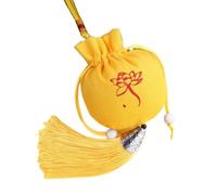 Brocade Embroidery Sachet Pouch, 4 Pcs Multicolor Lotus Pattern Drawstring Empty Sachet Bags(Yellow)
