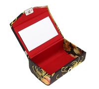 Brocade Lipstick Case with Mirror Lip Balm Holder Storage Box,Type K | Hard PVC brocade embroidered metal button; holds lipstick and lip balm; includes mirror; size 9.1x6x3.5 cm;