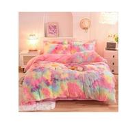 Brocade Velvet Duvet Cover Set - Shaggy Plush, Soft, Warm Mink Velvet, Rainbow Bedding, 3 Piece with Zipper Closure, Sheet & Quilt Duvet Cover