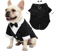 Brocarp Dog Tuxedo with Bow Tie, Formal Pet Suit with D-Ring, Dog Wedding Attire for Small Medium Dogs Puppy & Cats, Wedding Birthday Graduation Christmas Halloween Costume (Black, Small)