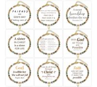 BROCC 9PCS Cross Bracelets for Women,Confirmation Baptism Easter Gifts,Christian Inspirational Bracelets Gift Set,Adjustable 4MM Beaded Natural Stone Bracelets Jewelry, Adjustable, Stone, no gemstone