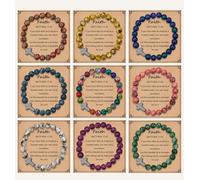 BROCC 9Pcs Cross Bracelets for Women Men Religious Cross Beaded Bracelet Christian Faith Gifts for Women Mother Girlfriend Grandma Wife with Prayers Card, Adjustable, Stone, no gemstone