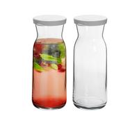 Argon Tableware 2x 700ml Glass Water Jug - 'Brocca' Range - Juice Carafe Decanter with Silicone Lid for Water, Wine, Iced Tea