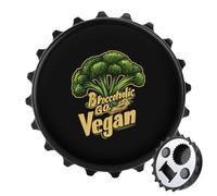 Broccoholic Go Vegan 2 in 1 Magnetic Beer Bottle Opener Fridge Magnets Easy Storage Gift for Men Women Black-Style