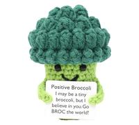 Broccoli Crochet | Funny Positive Vegetable Crochet | Hand Crocheted Broccoli | Handmade Knitted Doll with Affirmation Card | Crochets Toy for Family Inspiration Decoration Gift
