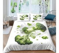 Broccoli Duvet Cover Sets Double Vegetable Prints Bedding Set, 3D Print Ultra Soft Microfiber Quilt Cover 200x200cm Comforter Covers with Zippe and 2 Pillowcases C-232