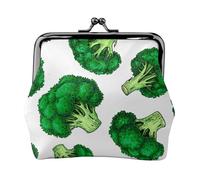 Broccoli, PU Leather Coin Purse, Small Wallets, Change Pouch with Kiss Lock Clasp Buckle, Change Purse