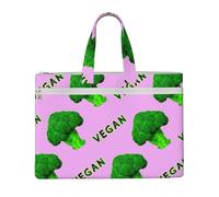 Broccoli Vegan Green Pink,Canvas Document Bag Zipper File Tote Bag Handbag Briefcase for School Office