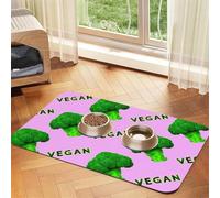 Broccoli Vegan Green Pink,Waterproof Pet Feeding Mat,PU Leather Placemats for Cat Dog Water Bowl,Food Mats,40x60cm