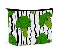 Broccoli Vegetable Vegan Cosmetic Bag Travel Makeup Bags Leather Pouch Organizer Pen Case Pencil Container
