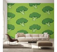 Broccoli Wallpaper, Cartoon Green Vegetable Wall Mural for Living Room, Bedroom, Non-Woven Wall Papaer Decoration, Photo Wallpaper & Home Decor, 150x105 cm (WxH) K-MZ&25