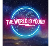 Brochao The World Is Yours LED Neon Sign Ice Blue and Pink